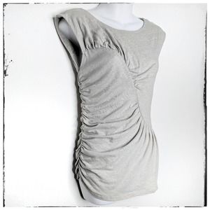 Anthropologie Deletta Ruched Cap Sleeve Tee Sz S